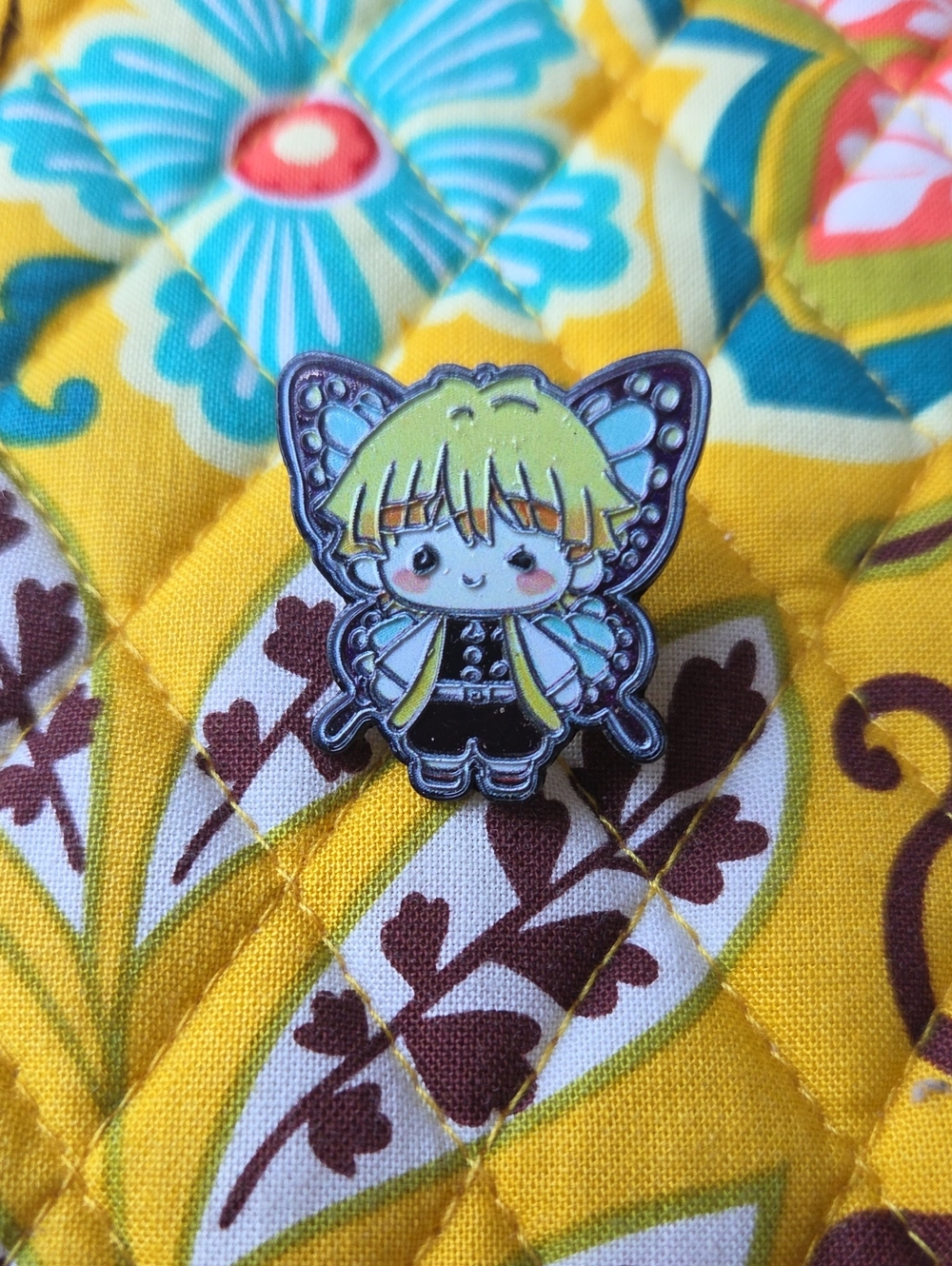 Yellow Butterfly Boy Enamel Pin - Kids Toys Accessory Demon Slayer